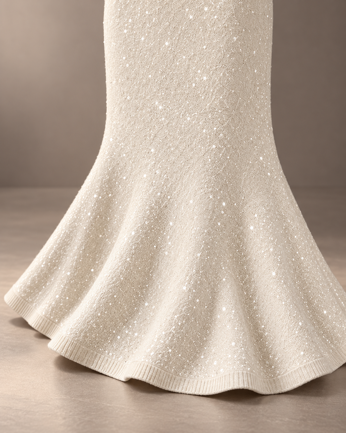 Sparkle Knit Midi Skirt – flared hem detail