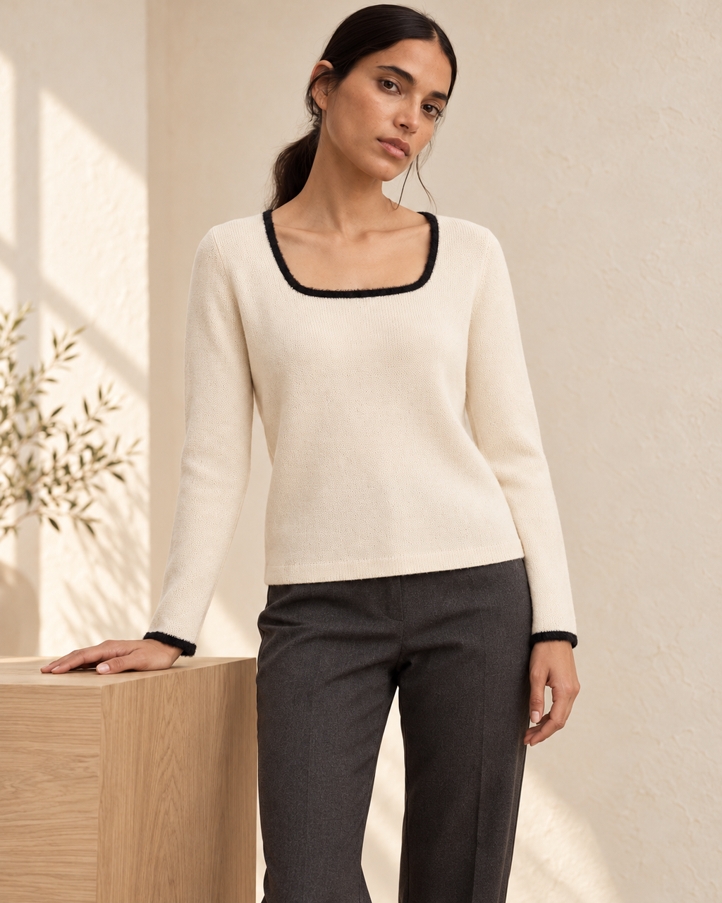 Square Neck Knit Top – styled close