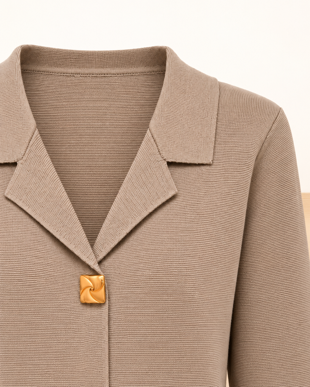 Statement Button Knit Cardigan – lapel sleeve detail