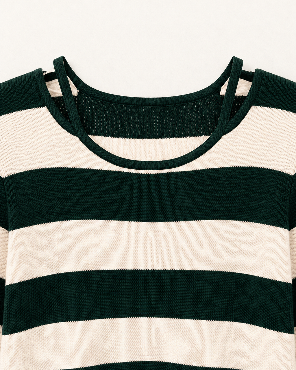 Striped Knit Pullover – neckline detail