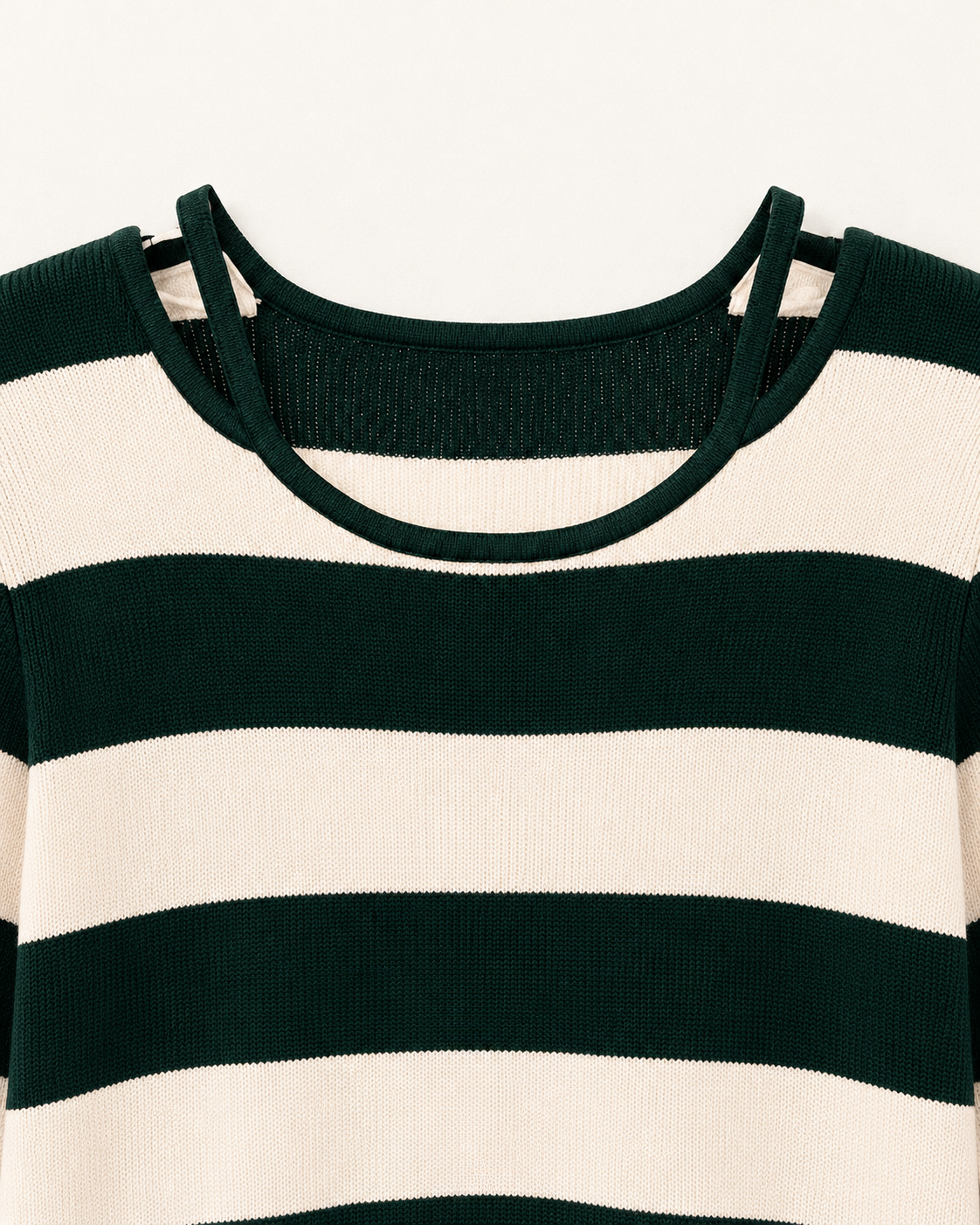 Striped Knit Pullover – neckline detail