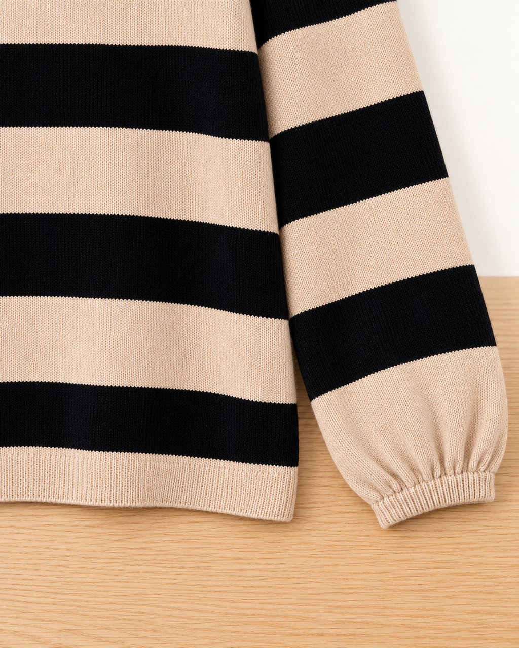 Striped Knit Pullover – cuff hem detail