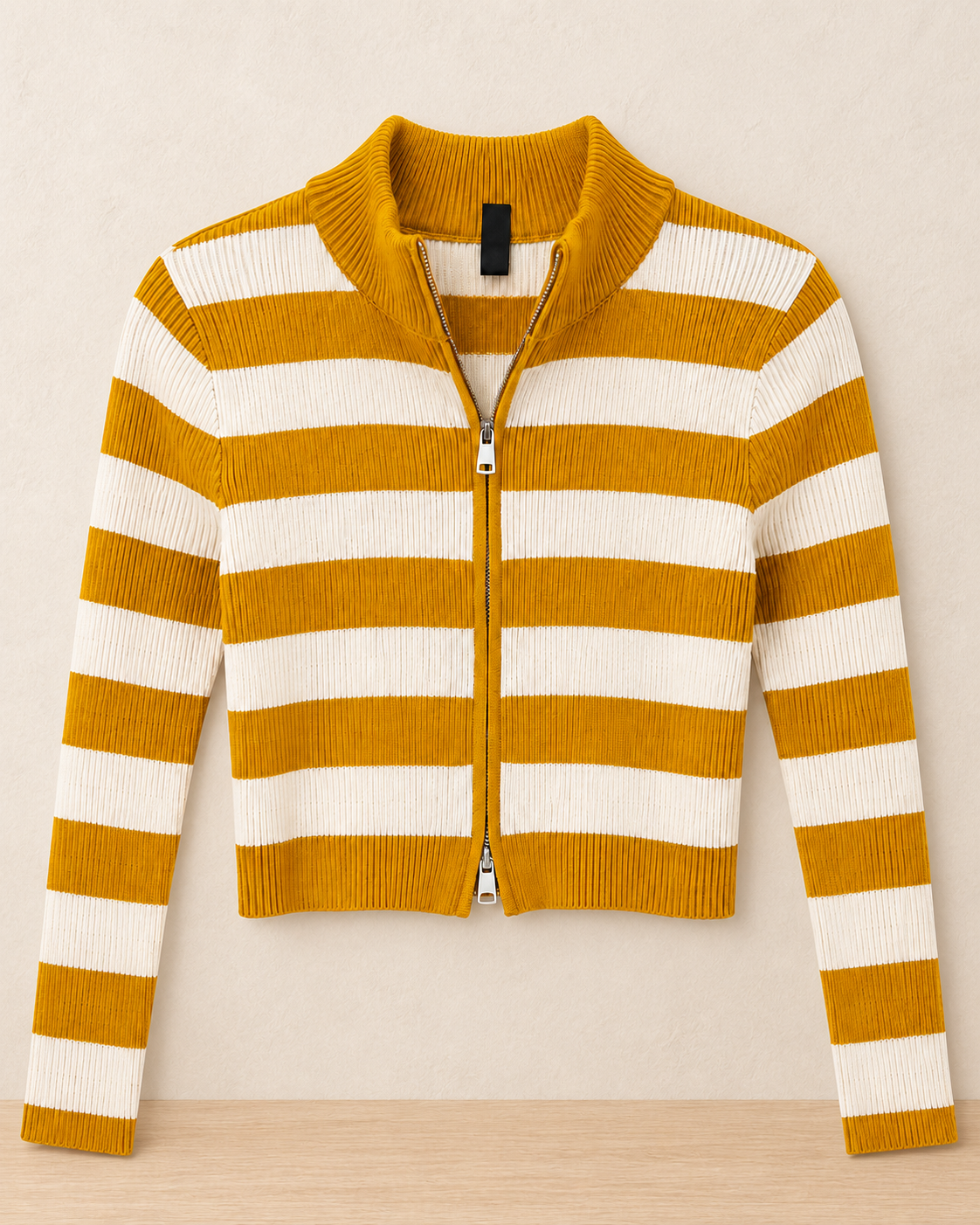 Striped Zip Knit Cardigan – product showcase