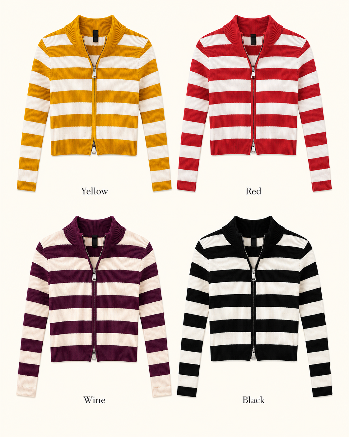 Striped Zip Knit Cardigan – colour comparison