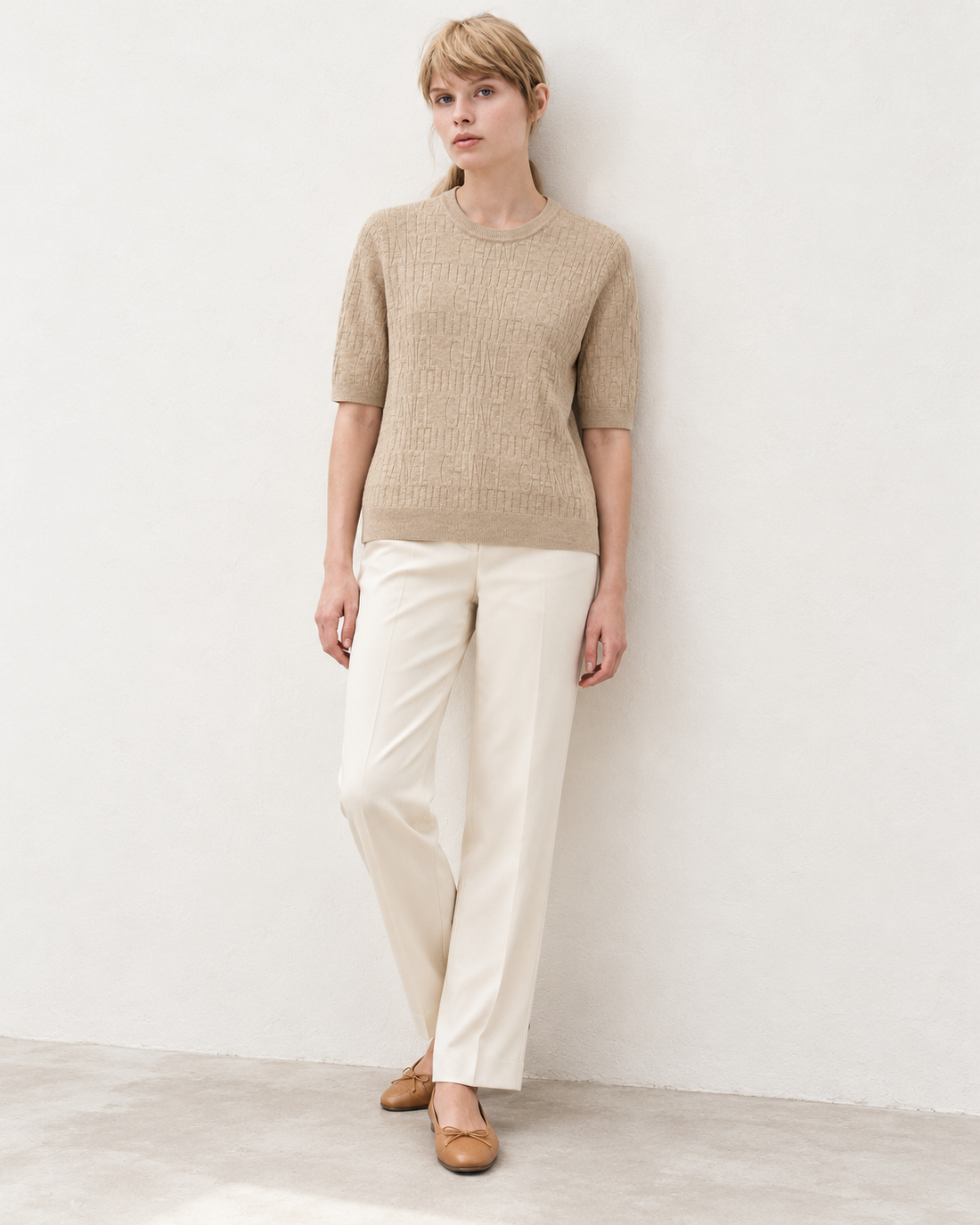 Textured Knit Half Sleeve Top