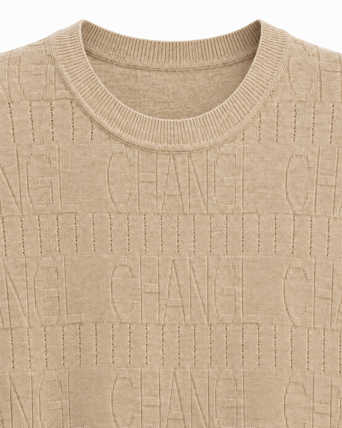 Textured Knit Half Sleeve Top – neckline detail
