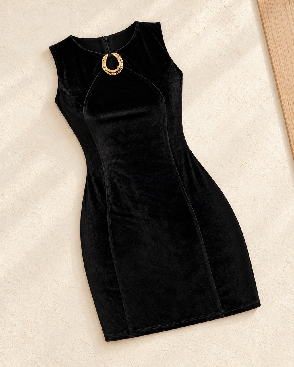 The Noir Ring Dress – single colour flatlay