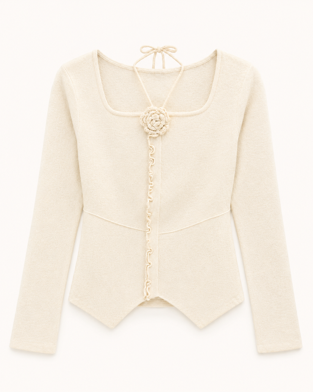 Tie-Back Knit Top – cream