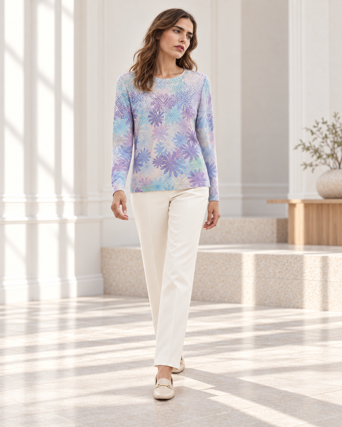 Tie Dye Floral Top – model hero