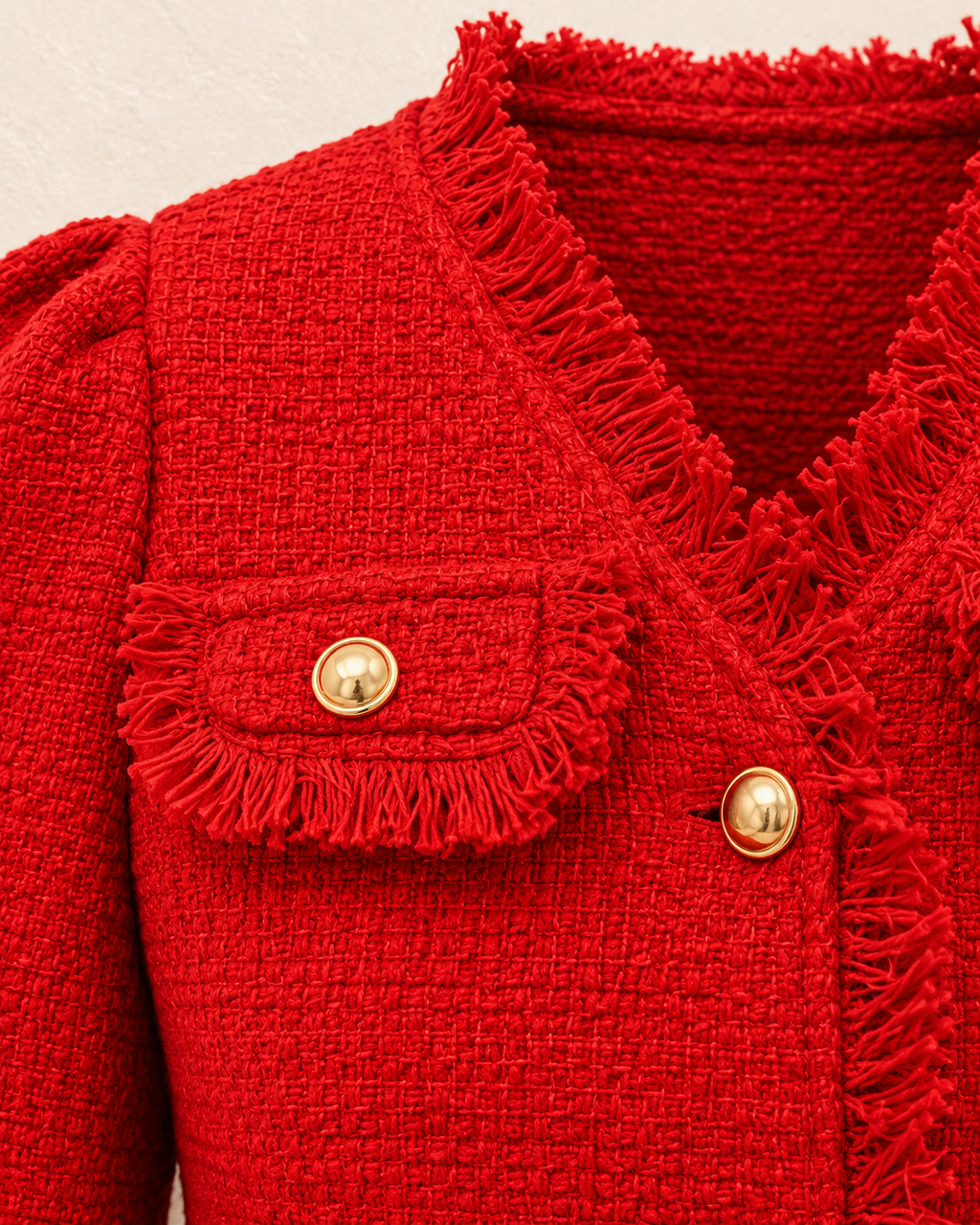 Tweed Jacket & Skirt Co-ord – fringe button detail