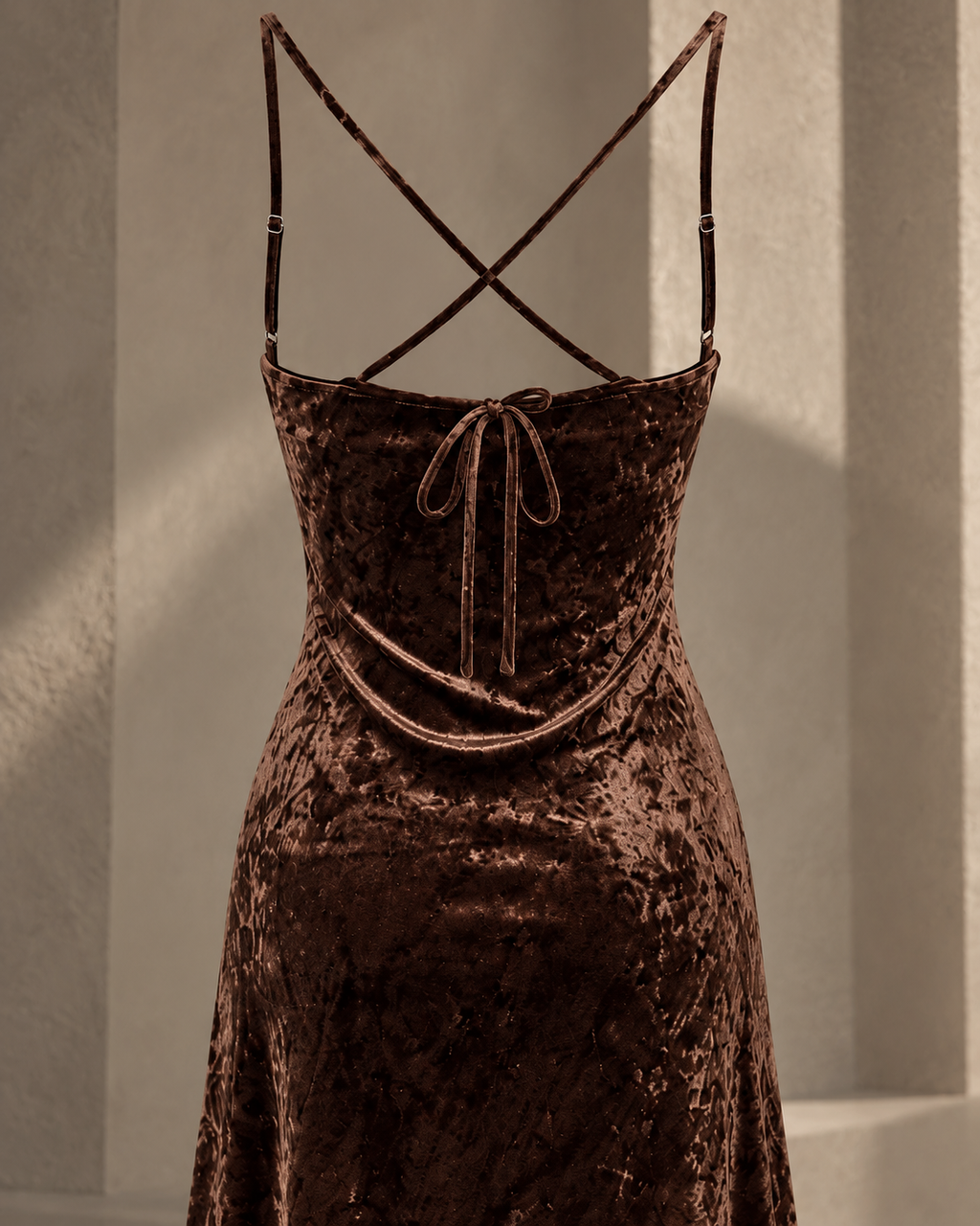 Velvet Cowl Midi Dress – rear construction
