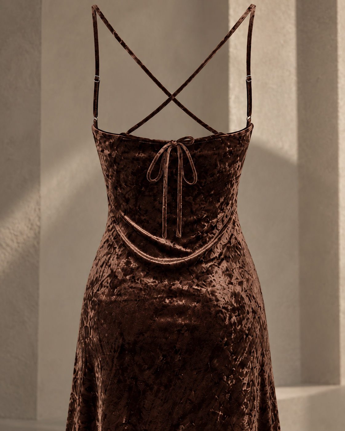 Velvet Cowl Midi Dress – rear construction