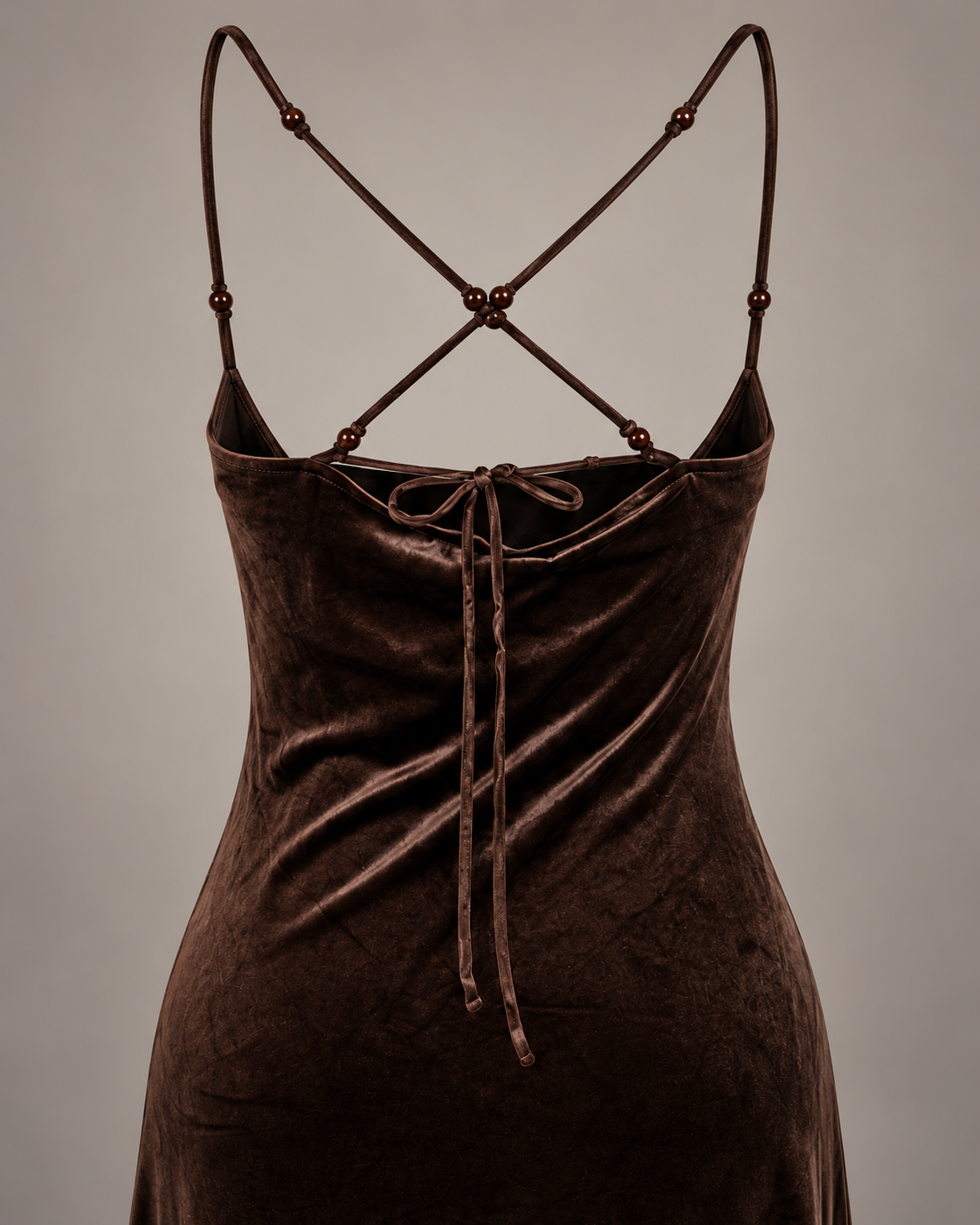Velvet Evening Dress – coffee rear detail