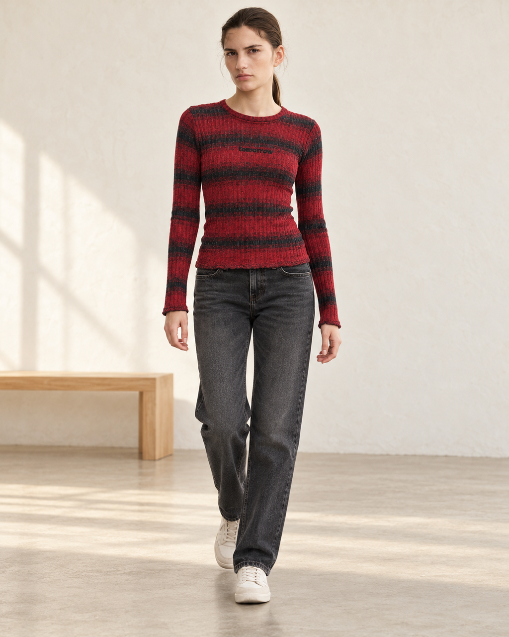 Vintage Fade Rib Top – full length hero