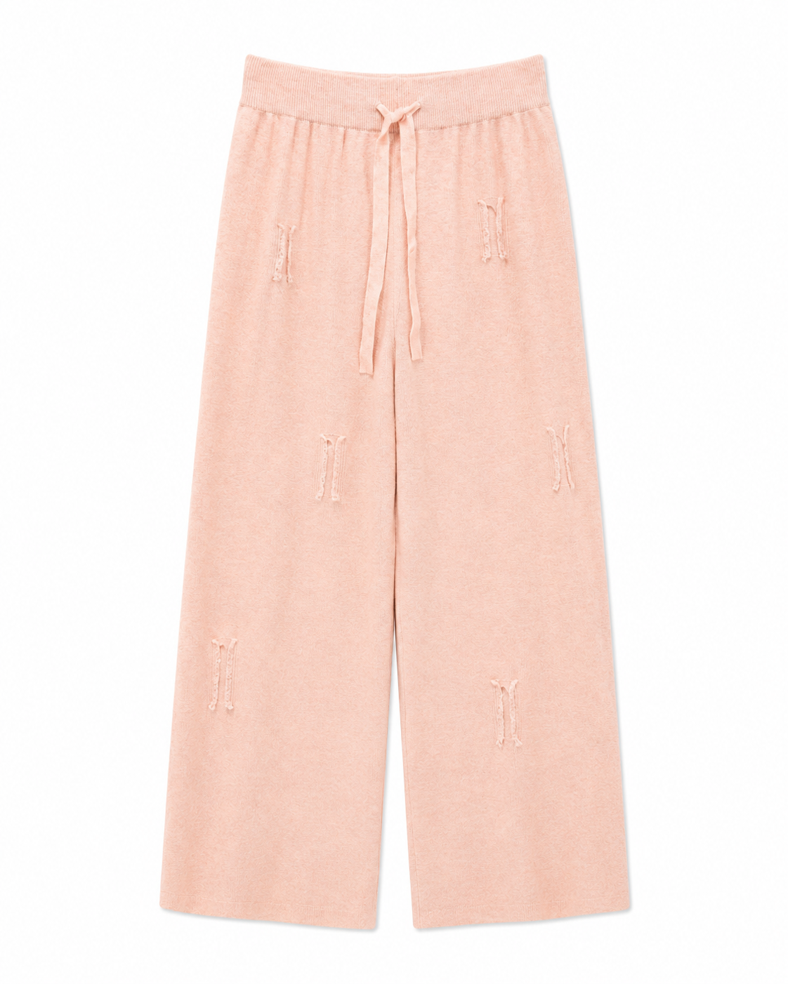 Wide-Leg Sweatpants with All-Over Stitch Detail – pink